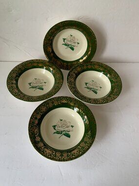 4 Vintage American Limoges Triumph Chateau Rose Vegetable/Fruit Bowls 5.5"